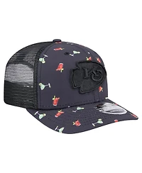 New Era Men's Navy/Black Kansas City Chiefs Adventure Drinks Pattern 9SEVENTY Stretch Snap Hat