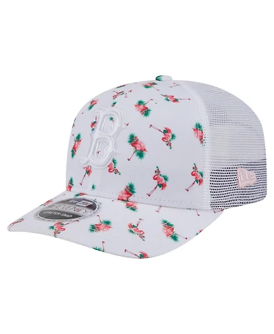 New Era Men's White Boston Red Sox Flamingo Mesh Back 9SEVENTY Stretch-Snap Hat