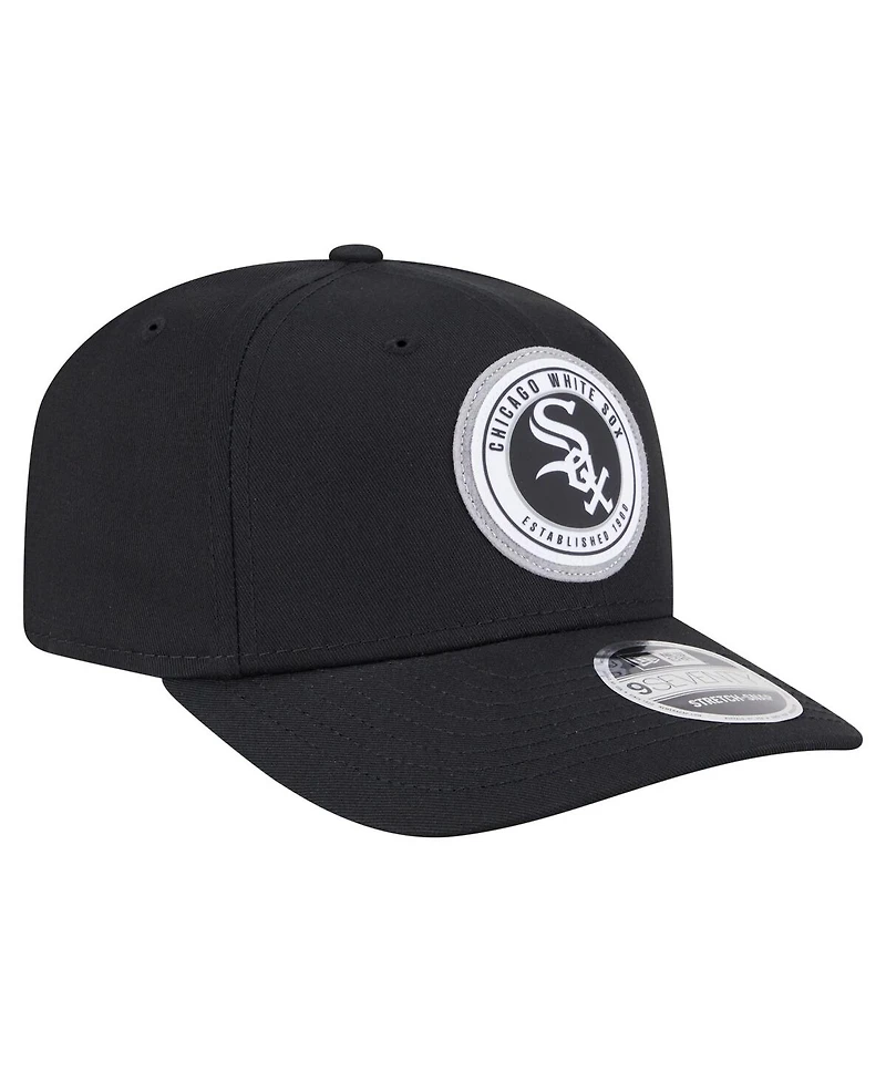 New Era Men's Black Chicago White Sox Circle Patch 9SEVENTY Stretch-Snap Hat