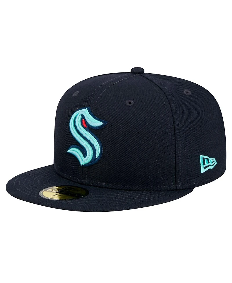 New Era Men's Deep Sea Blue Seattle Kraken Core 59FIFTY Fitted Hat