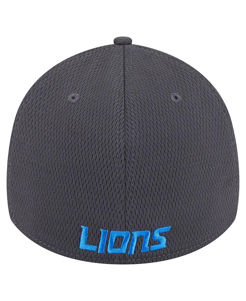 New Era Men's Graphite Detroit Lions Main 39THIRTY Flex Hat