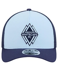 New Era Men's Light Blue Vancouver Whitecaps Fc Color Pack 9FORTY A-Frame Adjustable Trucker Hat