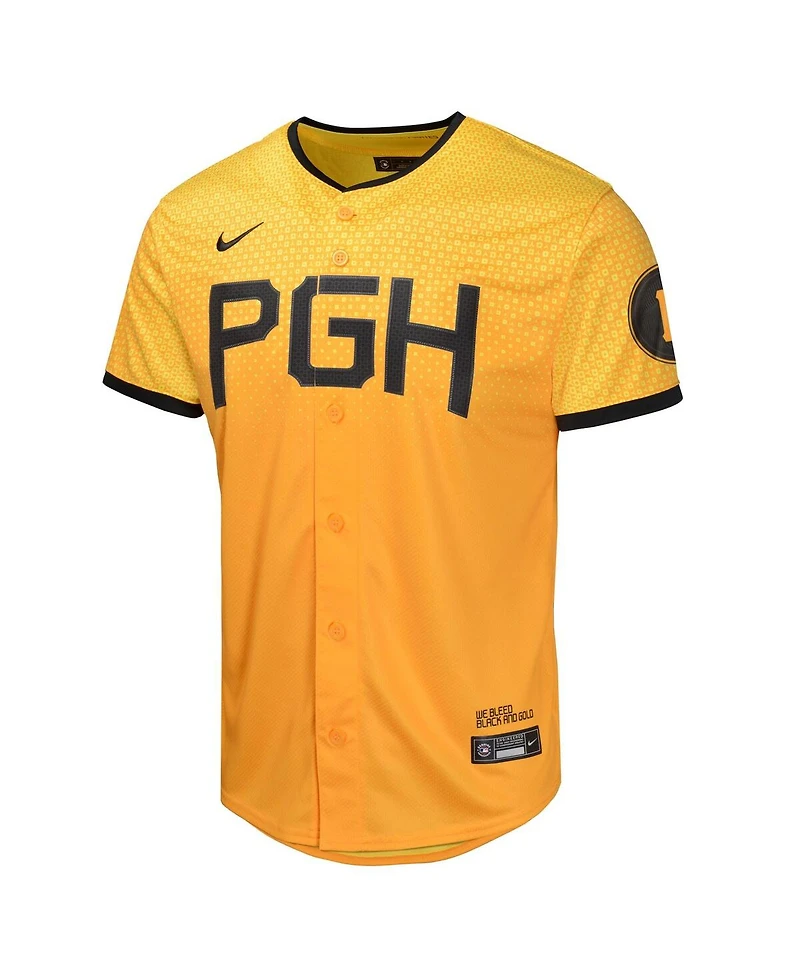 Nike Big Boys and Girls Paul Skenes Gold Pittsburgh Pirates City Connect Limited Jersey