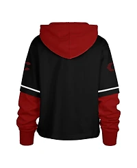 '47 Brand Women's Black Cincinnati Reds City Connect Shortstop Cropped Pullover Hoodie