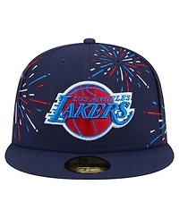 New Era Men's Navy Los Angeles Lakers Americana Fireworks 59FIFTY Fitted Hat