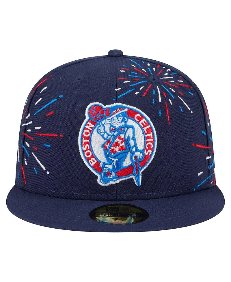 New Era Men's Navy Boston Celtics Americana Fireworks 59FIFTY Fitted Hat