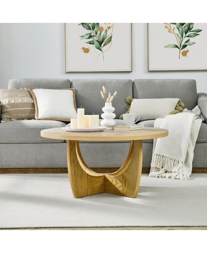 Streamdale 36" Round Coffee Table, Wooden Coffee Tables for Living Room Reception Room Bedroom (Oak Color)