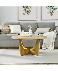 Streamdale 36" Round Coffee Table, Wooden Coffee Tables for Living Room Reception Room Bedroom (Oak Color)