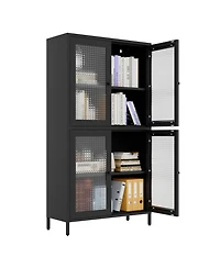Streamdale Metal Cabinet with 4 Glass Doors and Shelves