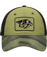 Fanatics Men's Olive Nashville Predators Military Appreciation Trucker Adjustable Hat