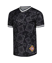 Stitches Men's Black Negro League Baseball Allover Print V-Neck Baseball Jersey