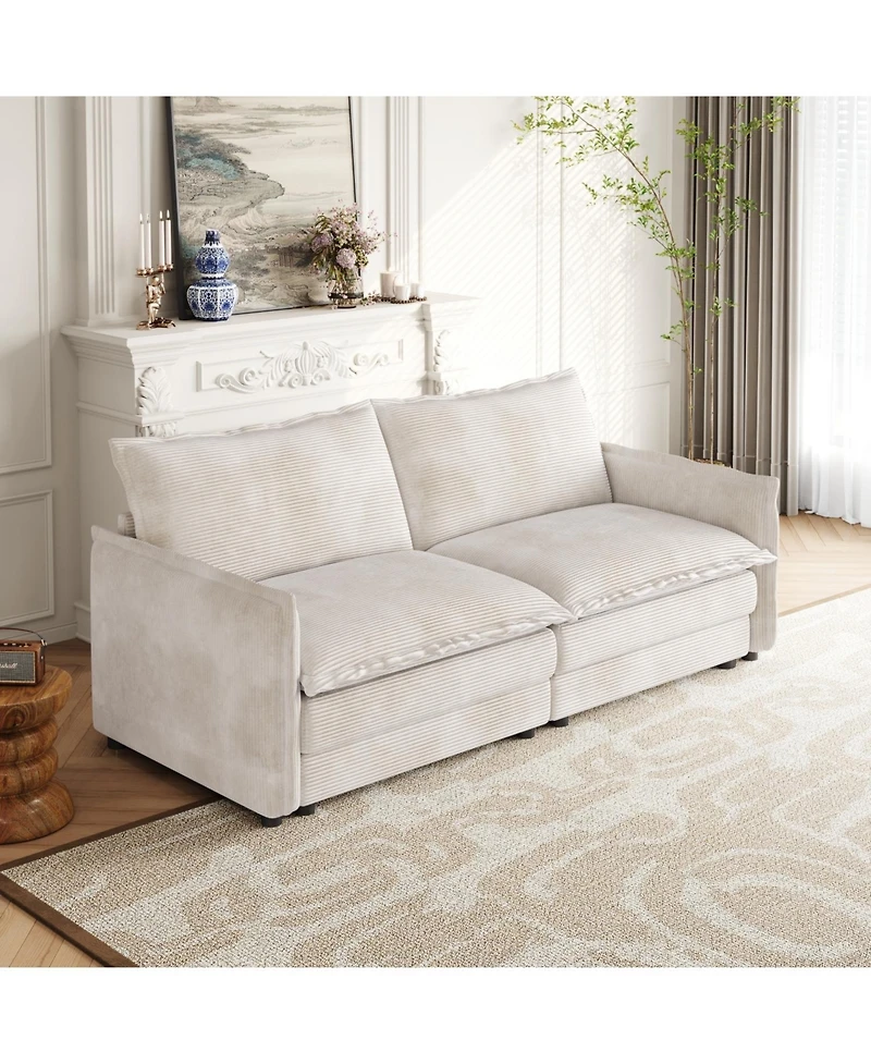 Streamdale Corduroy Loveseat Sofa with Pillows