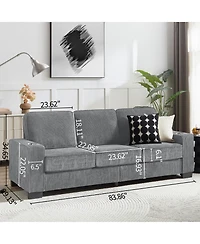 Streamdale 83.86"Corduroy Fabric sofa,Modern Compressed Couch,3-Seater Sofa, Furniture for Living Room,Bedroom,office