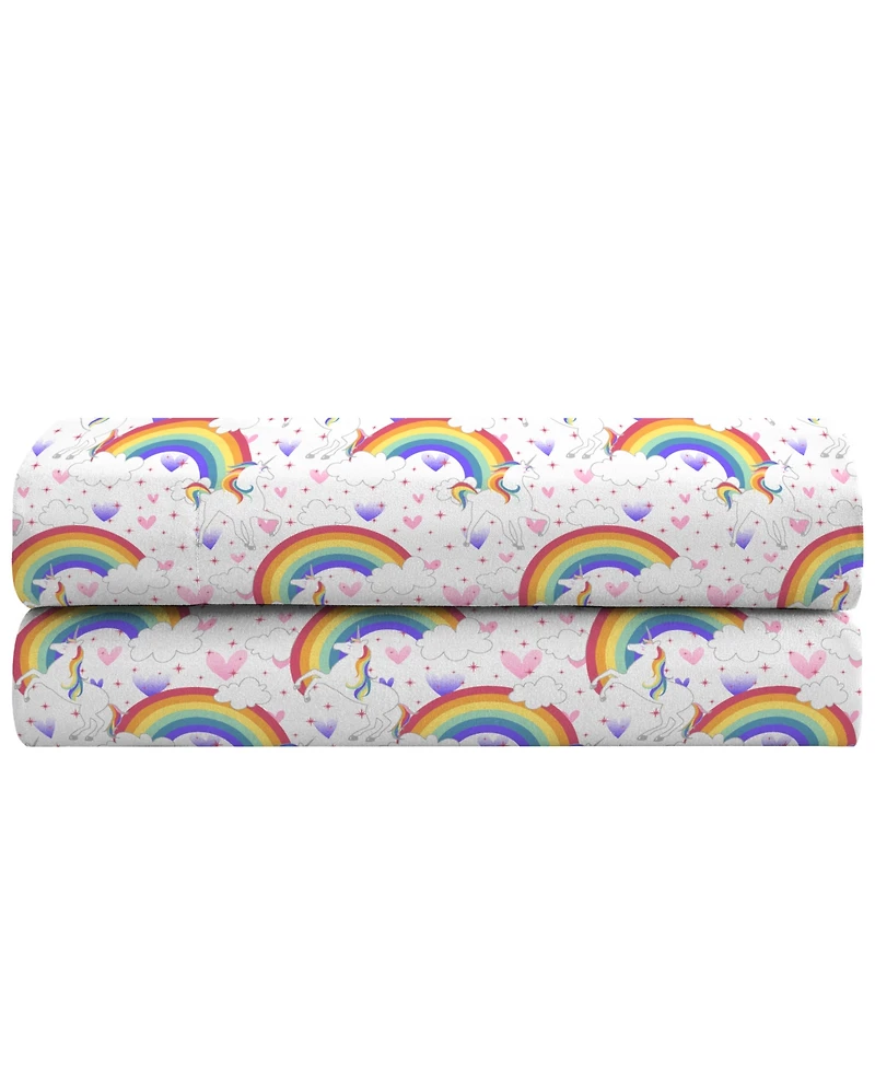 Dream Factory Unicorn Rainbow 3-Pc. Sheet Set, Twin