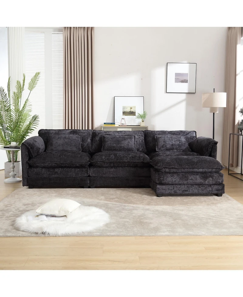 Streamdale Boucle Fabric L-Shape Sectional with Movable Pedals