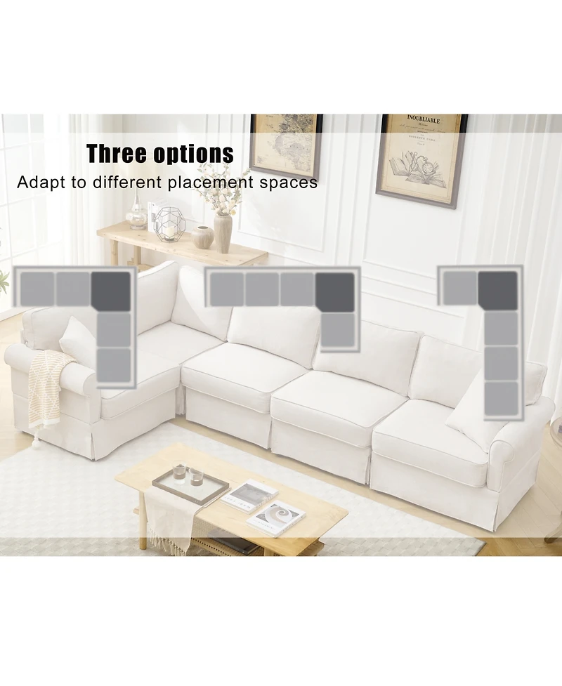 Streamdale 5-Seat Modular Sectional Sofa, Convertible L-Shaped Couch, Beige Linen