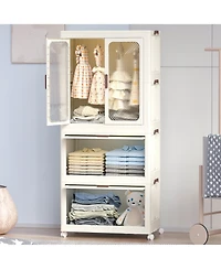 Streamdale Portable Wardrobe Closet with Hanging Rod & Cubbies