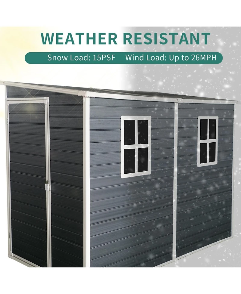 Streamdale 8x4ft Resin Outdoor Garden Shed with Lockable Door