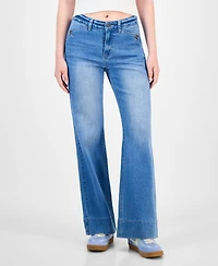 Dollhouse Juniors' Button-Pocket Flare Jeans