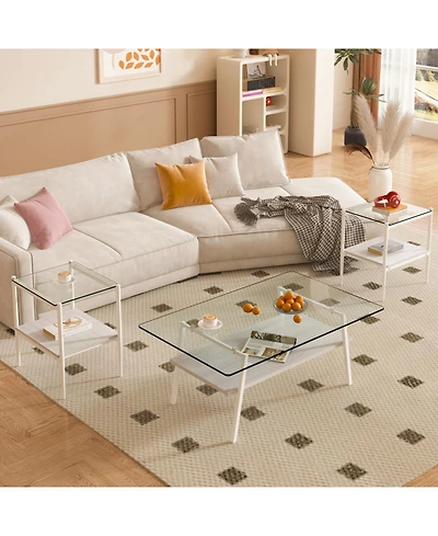 Streamdale Modern 3-Piece Glass Coffee Table Set
