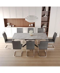 Streamdale Extendable Dining Table Set for 6-8 with Upholstered Chairs