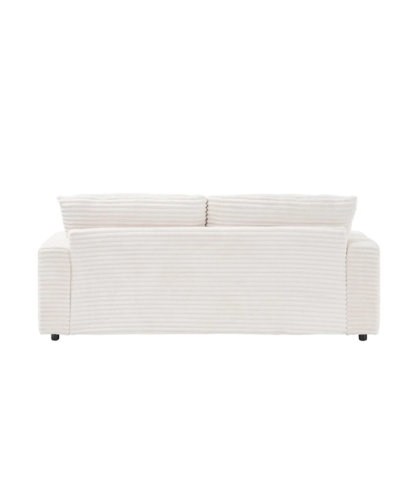 Streamdale 82 inches beige corduroy sofa, two storage feet +4 throw pillows, create a living room, office fashion new darling!