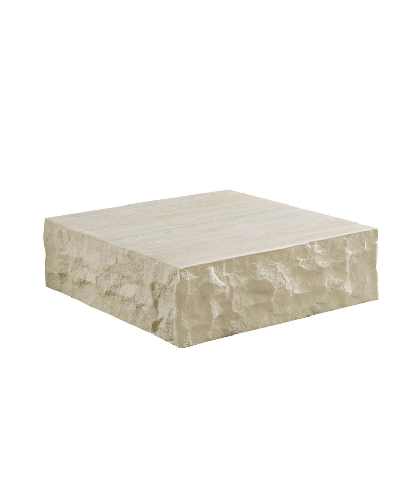 Streamdale Fiberglass Coffee Table for Living Room, 35.43" Vintage Decor, Imitation Stone
