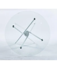Streamdale Modern Cross-Leg Dining Table with Tempered Glass (90x90x75cm)