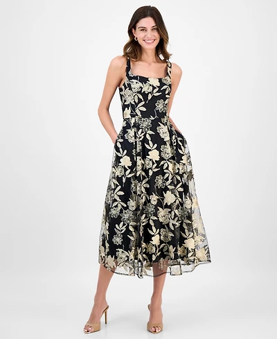 julia jordan Women's Sleeveless Square-Neck Dress