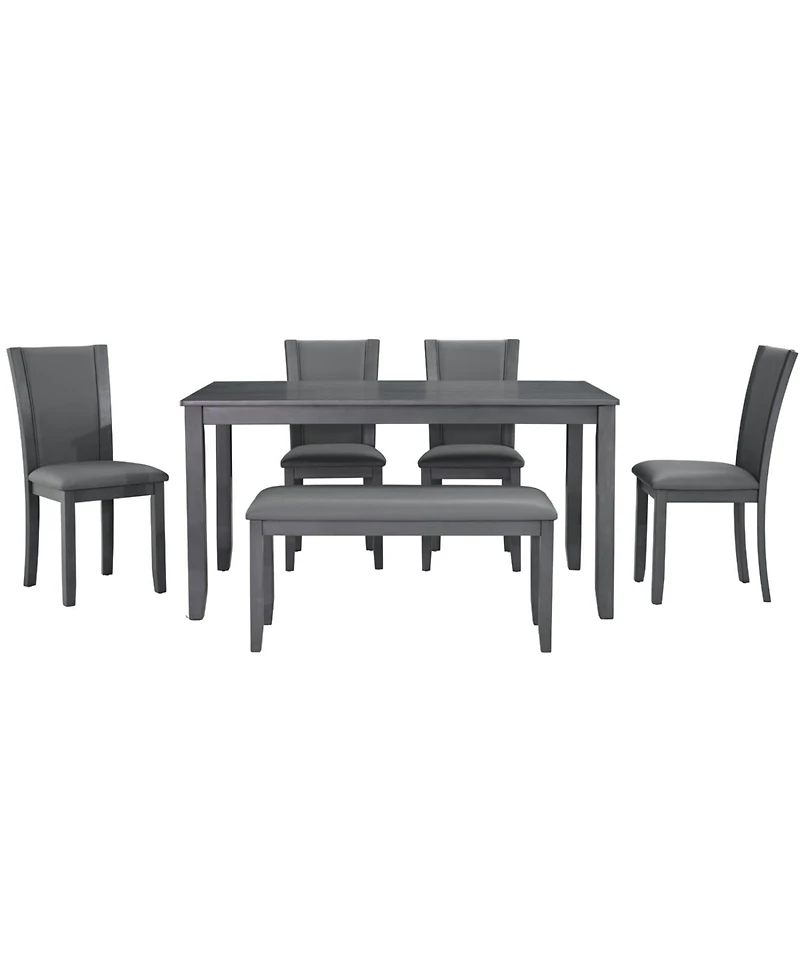 Streamdale 6-Piece Grey Dining Table Set with Bench