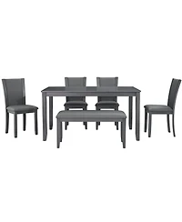 Streamdale 6-Piece Grey Dining Table Set with Bench