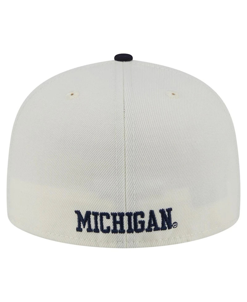 New Era Men's Cream Michigan Wolverines Chrome 59FIFTY Fitted Hat