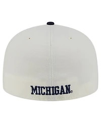 New Era Men's Cream Michigan Wolverines Chrome 59FIFTY Fitted Hat