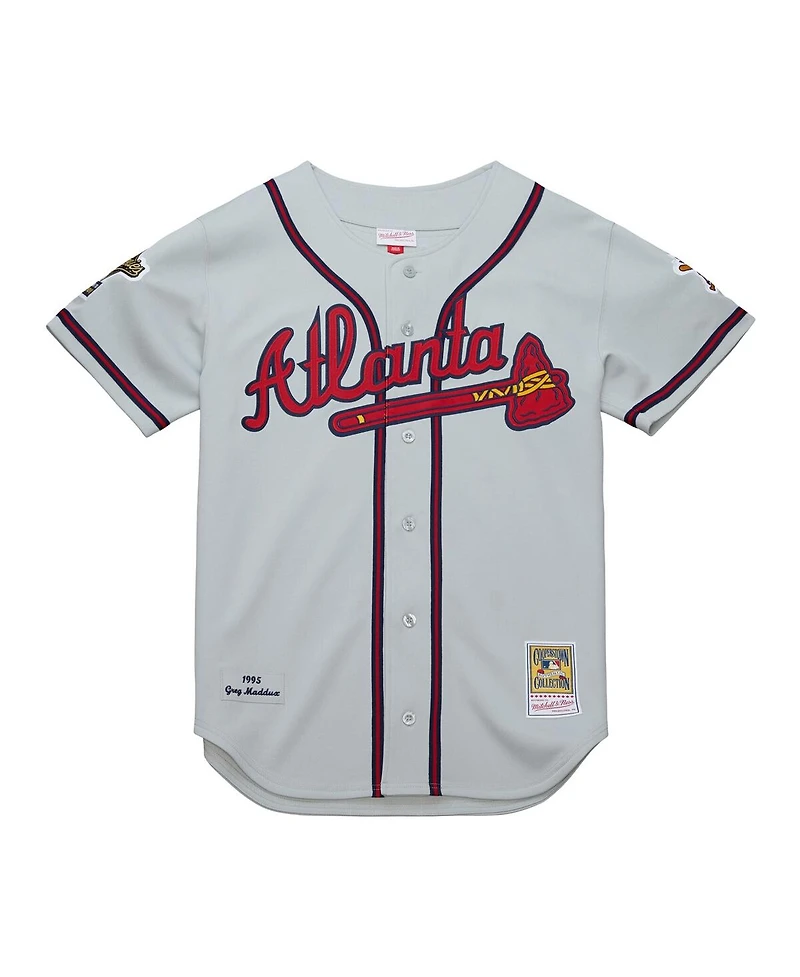 Mitchell & Ness Men's Greg Maddux Gray Atlanta Braves 1995 Throwback Authentic Jersey