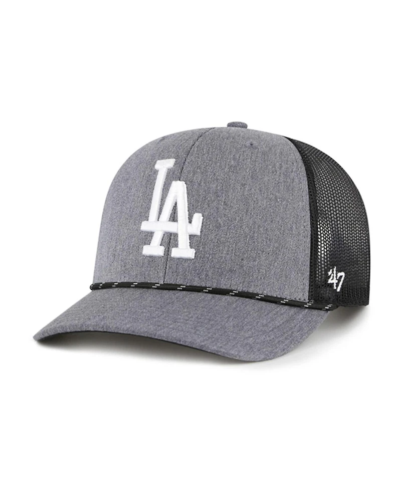 '47 Brand Men's Charcoal Los Angeles Dodgers Carbon Rope Trucker Adjustable Hat