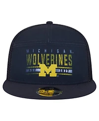 New Era Men's Navy Michigan Wolverines Split Panel 9FIFTY Snapback Trucker Hat