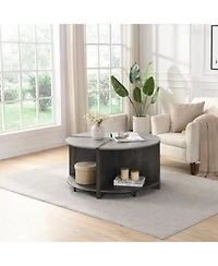 Streamdale 4 Piece of Industrial Round Coffee Table,Sturdy and Easy Assembly, 2-Tier with Storage for Living Room, Garden