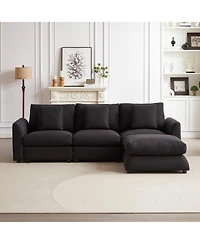Streamdale 3-Seat Modular Sofa with Ottoman, L-Shaped Sleeper Sofa, 102.2