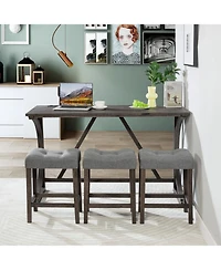 Streamdale 4-Piece Bar Table Set with Power Outlet and Padded Stools