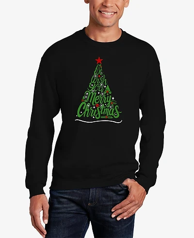 La Pop Art Men's We Wish You A Merry Christmas Word Crewneck Sweatshirt