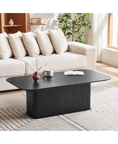 Streamdale Coffee Table Black Oak Wood Surface and Black Metel Feet