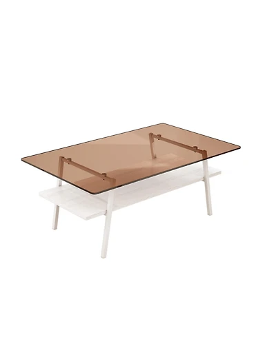 Streamdale Tempered Glass Coffee Table with End Table Set (3)