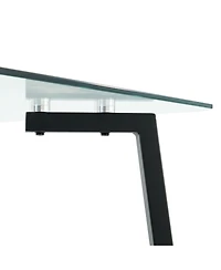 Streamdale Modern Glass Dining Table with Six Chairs (Set of 7)
