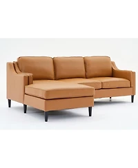 Streamdale 94.5 inch modern style L-shaped genuine leather sofa with chaise lounge, Left Chaise, Tan