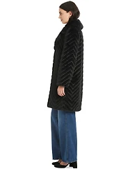 Jones New York Women's Chevron Textured Faux-Fur Coat, Exclusively at Macy's