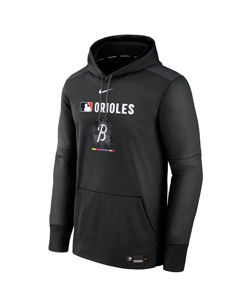 Nike Men's Black Baltimore Orioles Authentic Collection City Connect Therma Pullover Hoodie