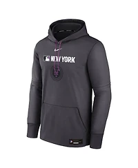 Nike Men's Anthracite New York Mets Authentic Collection City Connect Therma Pullover Hoodie