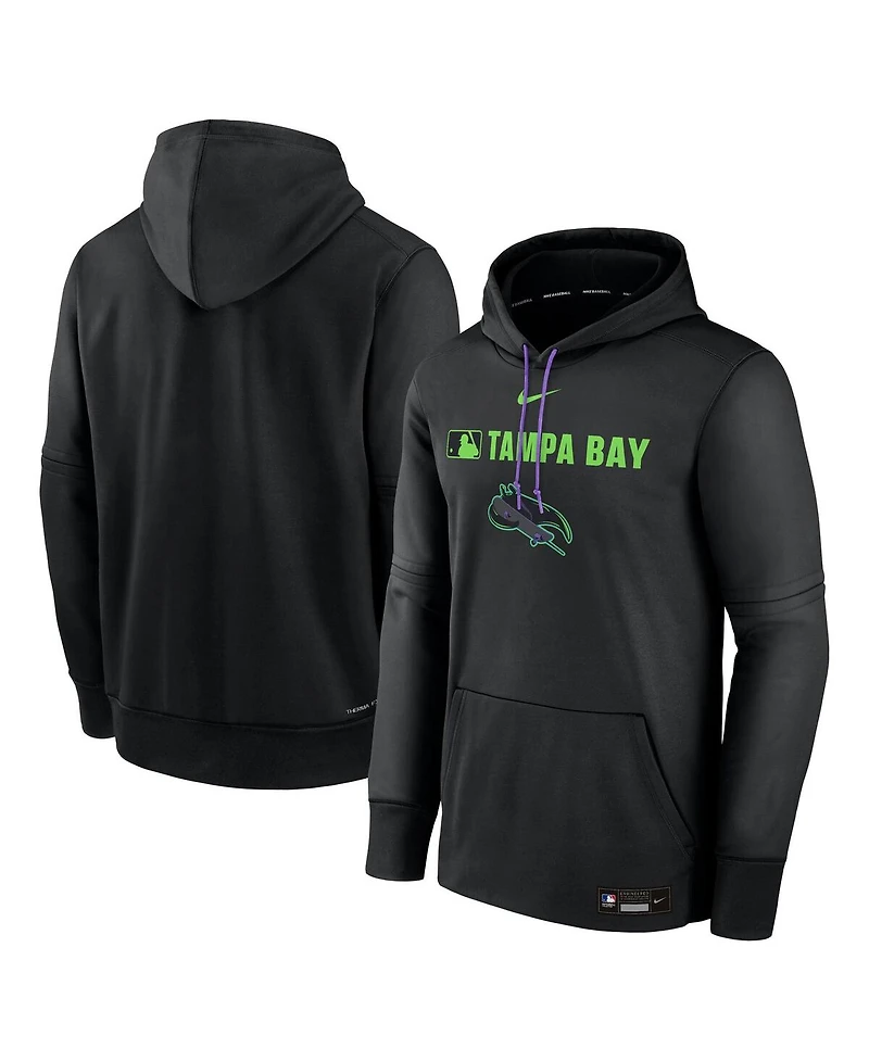 Nike Men's Black Tampa Bay Rays Authentic Collection City Connect Therma Pullover Hoodie