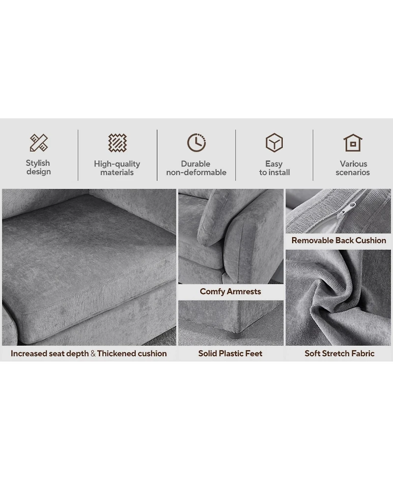 Streamdale modular sofa whitechenille fabric, simple and grand, the seat and back is very soft. this is also a Knock Down sofa