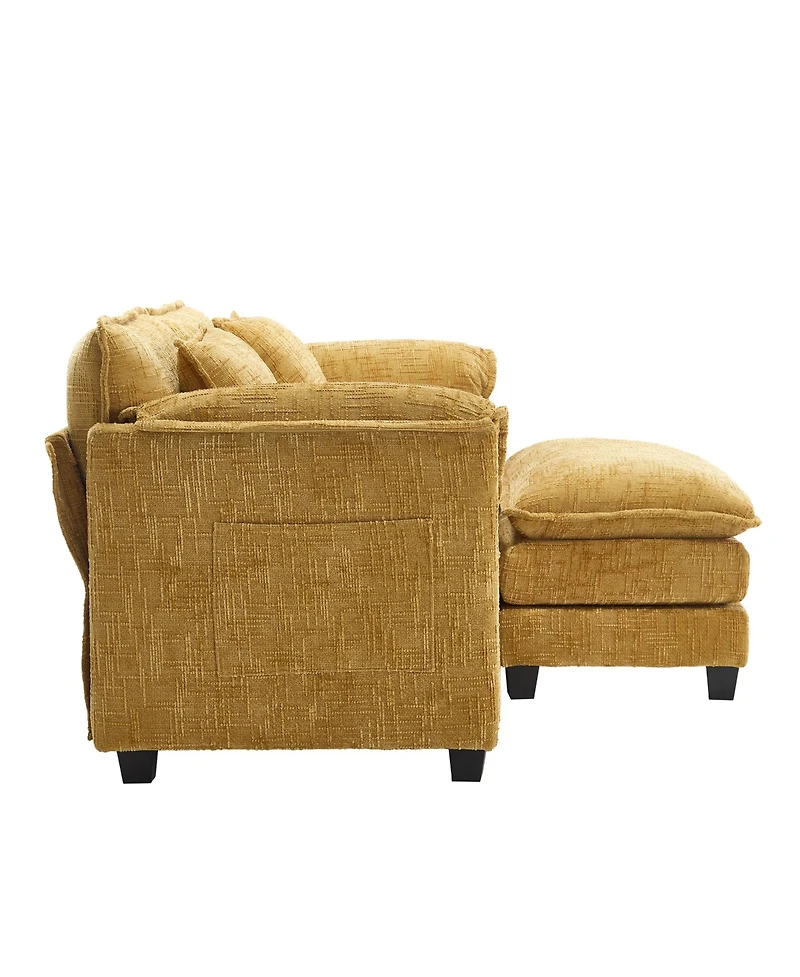 Streamdale Chenille Sofa with Footstools and Armrests